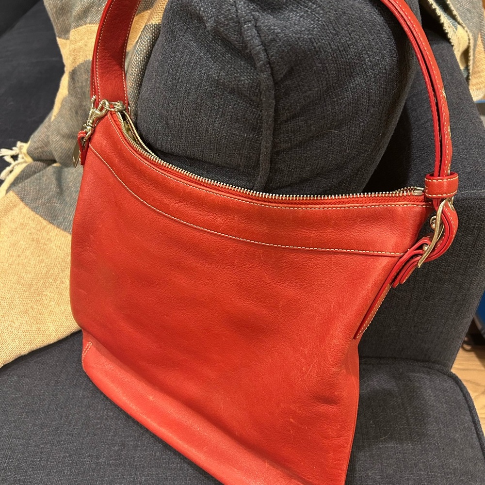 Coach Cherry Red Leather Shoulder Bag - Picture 5 of 7
